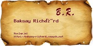 Baksay Richárd névjegykártya