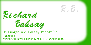 richard baksay business card